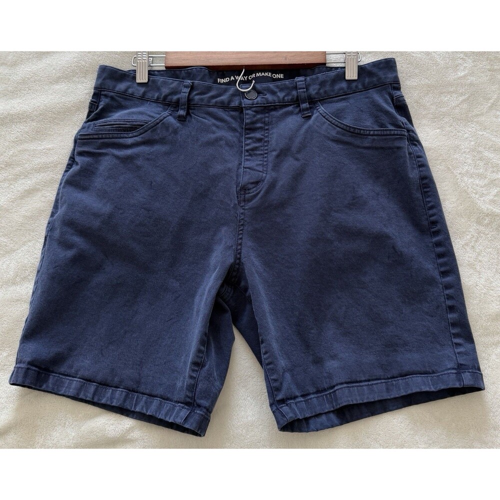 Rhone Mens Chino Shorts Size 35 Navy Stretchy 7" Inseam READ